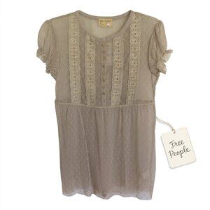 Free People Cath Mesh Dot Top NWT